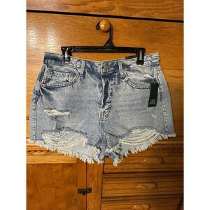 Wild Fable Womens High Rise Distressed Denim Shorts Light Wash Blue Size 12 NWT